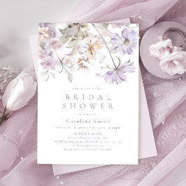 Lila elegant botanisk floral Boho bröllopsdusch Inbjudningar