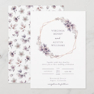 Lila elegant bröllopsinbjudan inbjudningar