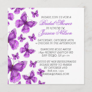 Lila Elegant Butterfly Shower Inbjudan