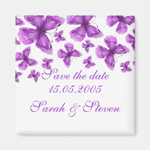 Lila Elegant Butterfly Spara datum Magnet