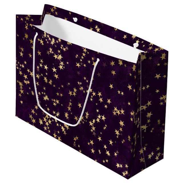 Lila Elegant Celestial Stjärnig Guld Stjärnor Desi (Framsidan Vinklad)
