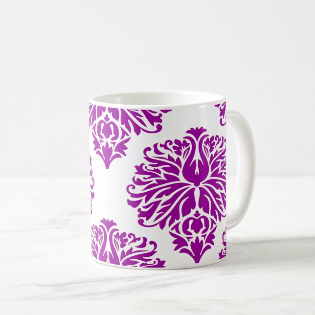 Lila Elegant Damaskkaffe Mugg (Framsida höger)