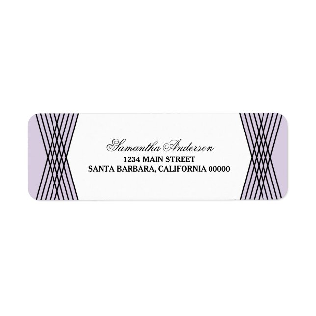 Lila Elegant Deco-Adressetiketter Returadress Etikett (Framsidan)