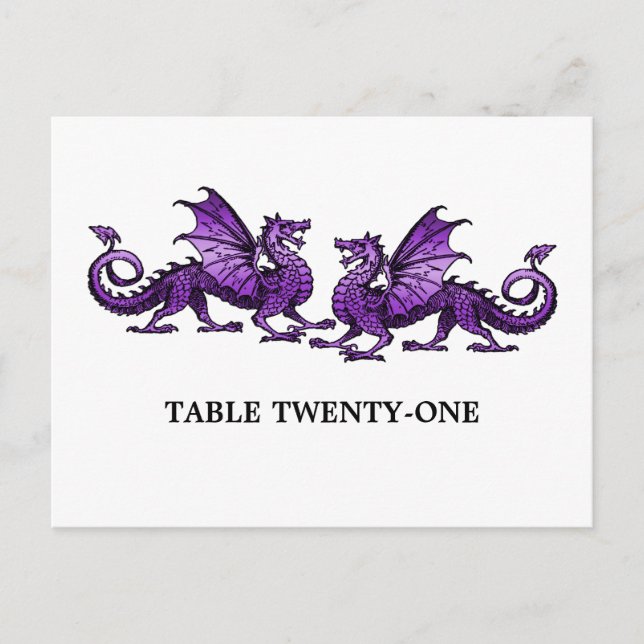 Lila Elegant Dragons Bordsnummer vykort (Framsida)