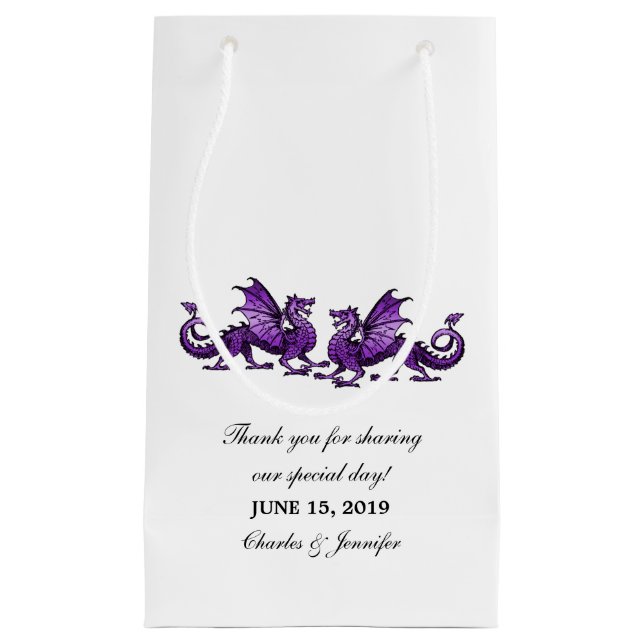 Lila Elegant Dragons Bröllop Gift Bag (Framsidan)
