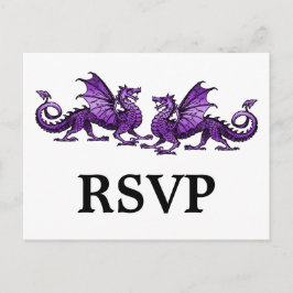 Lila Elegant Dragons Response Postcard Inbjudan Vykort