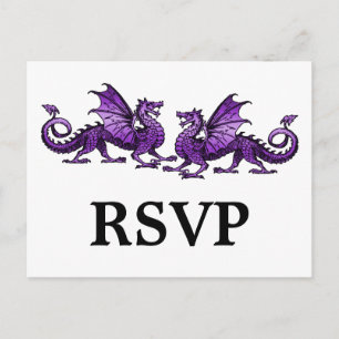 Lila Elegant Dragons Response Postcard Inbjudan Vykort