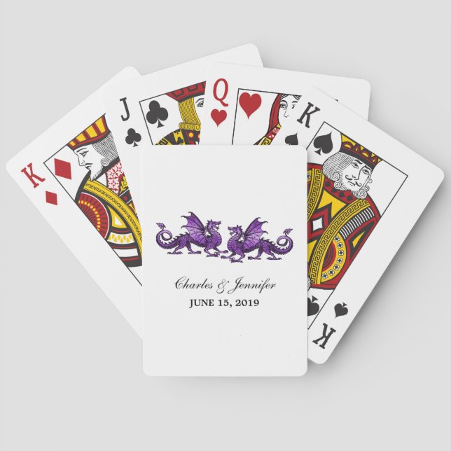Lila Elegant Dragons uppspelningskort Spel Kort (Baksidan)