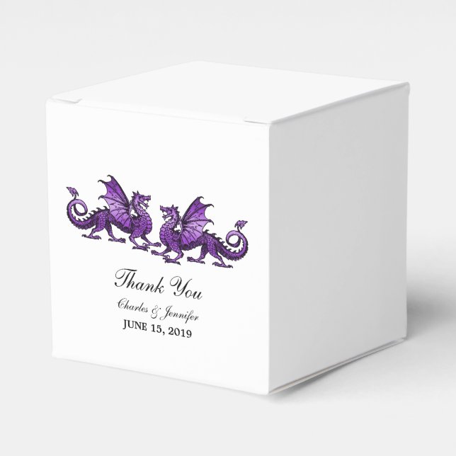Lila Elegant Dragons Wedding Favor Boxes Presentaskar (Framsidan Sidan)