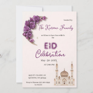 Lila Elegant Eid Firande  Fest Inbjudan
