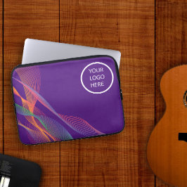 Lila elegant färglös vågigt logotyp laptop fodral