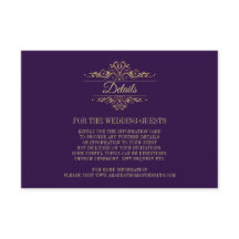 Lila Elegant Golden Ram-djurutrymmeskort i Bröllop