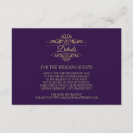 Lila Elegant Golden Ram-djurutrymmeskort i Bröllop Tilläggskort