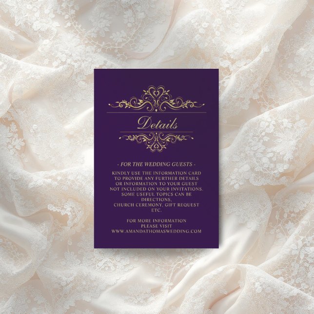 Lila Elegant Golden Ram-djurutrymmeskort i Bröllop Tilläggskort (Skapare uppladdad)