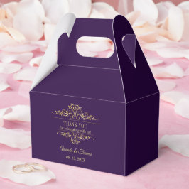 Lila elegant Gulden ram bröllop Presentaskar