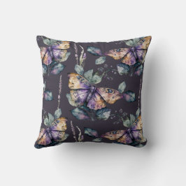 Lila Elegant Illustrated Watercolor Butterfly Kudde