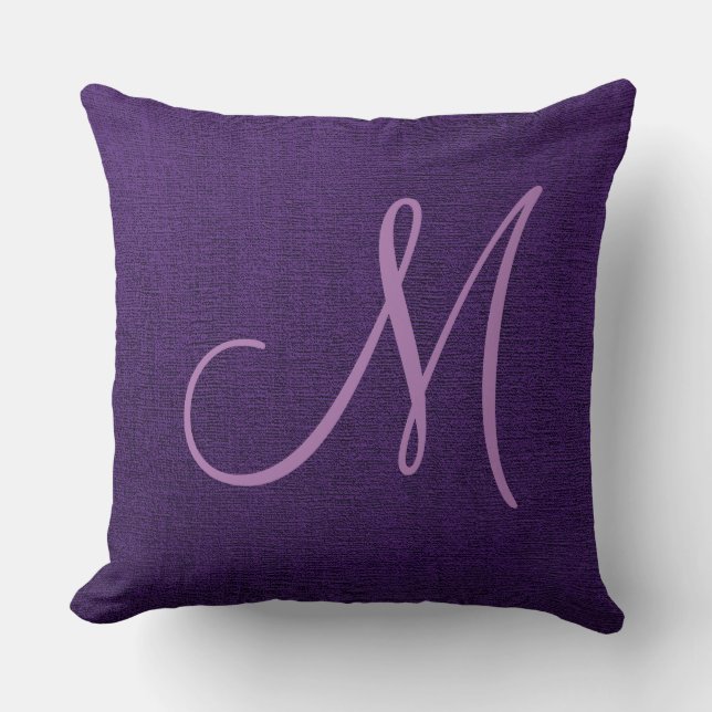Lila Elegant Monogram-arbetsyta Kudde (Framsida)