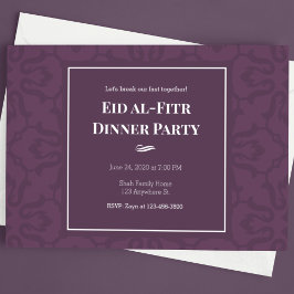 Lila Elegant Mönster Eid al-Fitr Inbjudningar