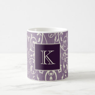 Lila Elegant Mourish Monogram Mugg