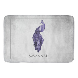 Lila Elegant Peacock Personlig Bath Mat Badrumsmatta
