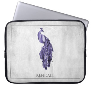 Lila Elegant Peacock Personlig Laptop sleeve