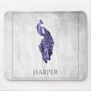 Lila Elegant Peacock Personlig Mouse Pad Musmatta