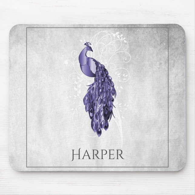 Lila Elegant Peacock Personlig Mouse Pad Musmatta (Framsidan)
