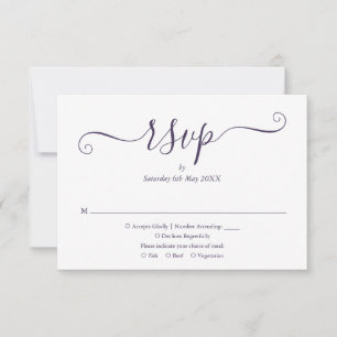 Lila elegant script bröllop OSA kort