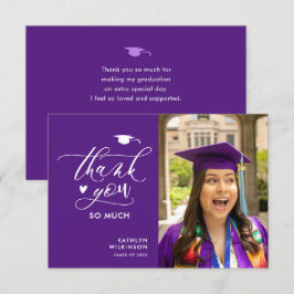Lila Elegant Script Photo Minimalist Studenten Tack Kort