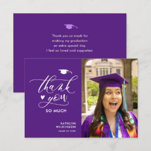 Lila Elegant Script Photo Minimalist Studenten Tack Kort