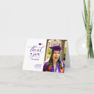 Lila Elegant Script Photo Minimalist Studenten Tack Kort