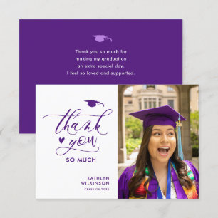 Lila Elegant Script Photo Minimalist Studenten Tack Kort