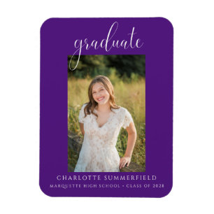 Lila Elegant Script Photo Studenten Magnet