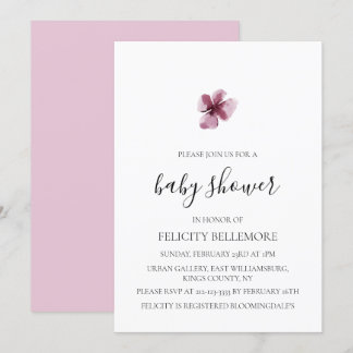 Lila Elegant Simple Girl Baby Shower Inbjudningar