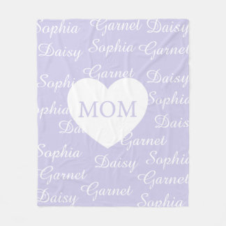 Lila Elegant Skript Familjenamn Monogram Hjärtat Fleecefilt