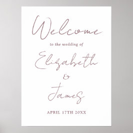 Lila elegant skrivstil Vigsel välkomstskylt Poster