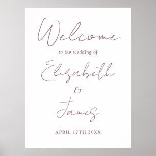 Lila elegant skrivstil Vigsel välkomstskylt Poster