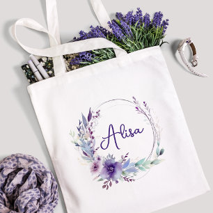 Lila Elegant WildblomBoho Watercolor Tygkasse