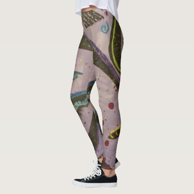 Lila Elementära Abstrakt Leggings (Vänster)