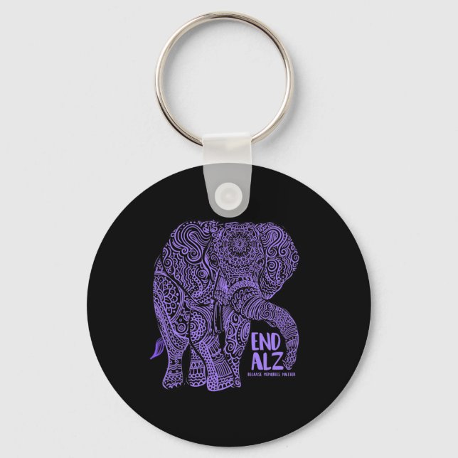 Lila Elephant Alzheimer Awareness Apparat and gi Nyckelring (Framsida)