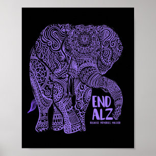Lila Elephant Alzheimer Awareness Apparat and gi Poster