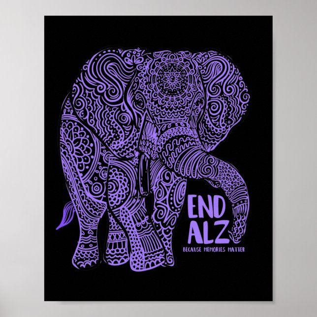 Lila Elephant Alzheimer Awareness Apparat and gi Poster (Framsidan)