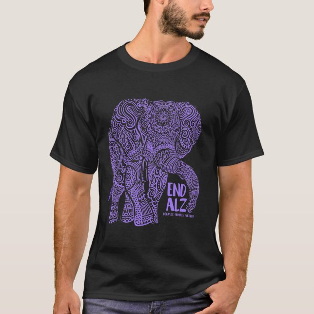 Lila Elephant Alzheimer Awareness Apparat and gi T Shirt (Framsida)