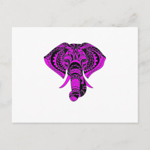 Lila Elephant Animal Vykort