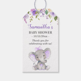 Lila Elephant Flicka Shower Sprinkle Favor Presentetikett