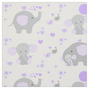 Lila Elephant Flicka Tyg
