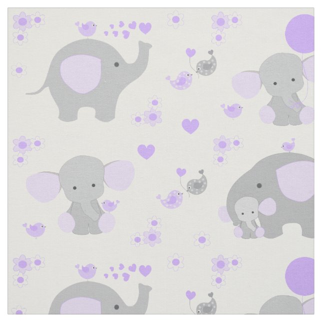 Lila Elephant Flicka Tyg (Provkarta)