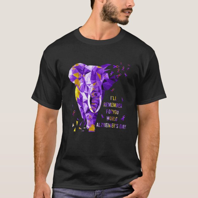 Lila Elephant, jag kommer ihåg dig Alzheimer T Shirt (Framsida)