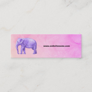 Lila Elephant på Dreamy Rosa Watercolor Mini Visitkort