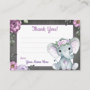 Lila Elephant Rustic - tackkort Visitkort